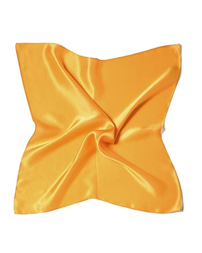 MayTree Seidentuch aus 100% Maulbeer-Seide - Quadratisch einfarbig mango gelb 53x53 - Luxuriöses Damen Halstuch - Eleganter Bandana-Schal für Damen - Luxus und Komfort für Erwachsene von MayTree