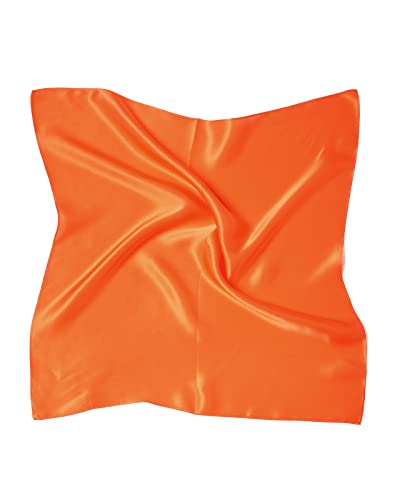 MayTree Seidentuch, buntes Halstuch für Damen, Nickituch aus 100% Maulbeer-Seide, quadratisch einfarbig 53x53 orange von MayTree