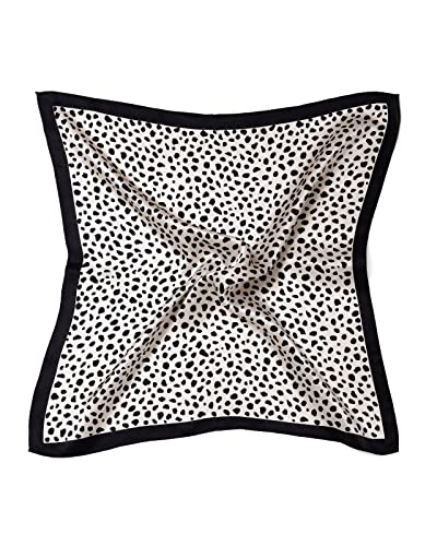 MayTree Seidentuch, buntes Halstuch für Damen aus 100% Maulbeer-Seide, quadratisch Leopard 53x53 (braun schwarz) von MayTree