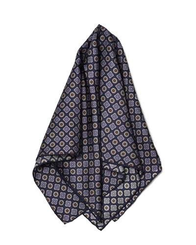 MayTree Seidentuch,handrolliertes Herrenseidentuch aus Twill-Seide, 53x53 dezente Muster blau von MayTree