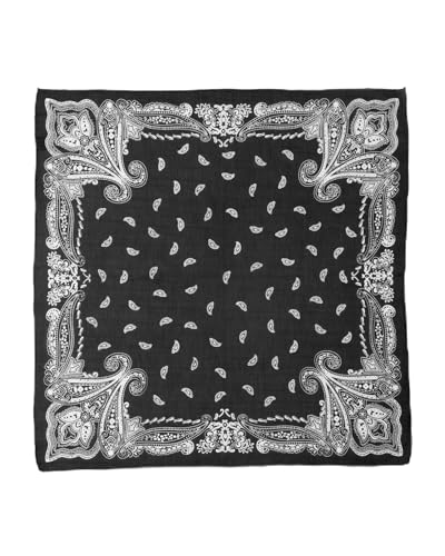 MayTree Seidentuch Baumwolle und Seide quadratisch 65x65cm, Bandana schwarz von MayTree