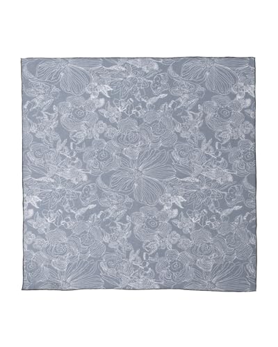 MayTree Seidentuch Baumwolle und Seide quadratisch 65x65cm, Blumen taubengrau von MayTree