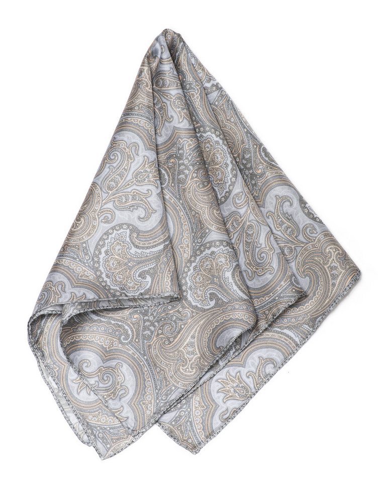 MayTree Seidentuch Herren handrolliert aus Twill-Seide, 53x53 Paisley beige, (Stück), 100% Seide von MayTree