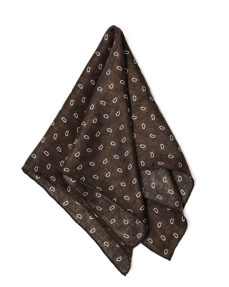 MayTree Seidentuch Herren handrolliert aus Twill-Seide 53x53, Stone-washed-Optik Mocca, (Stück), 100% Seide von MayTree