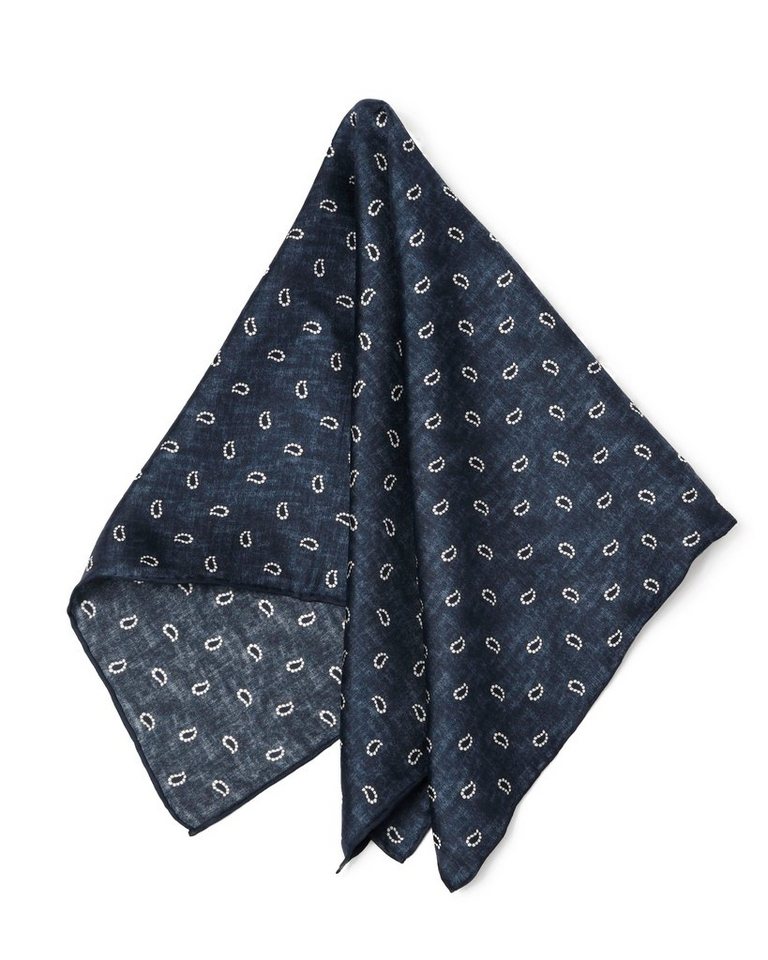 MayTree Seidentuch Herren handrolliert aus Twill-Seide 53x53, Stone-washed dunkelblau, (Stück), 100% Seide von MayTree