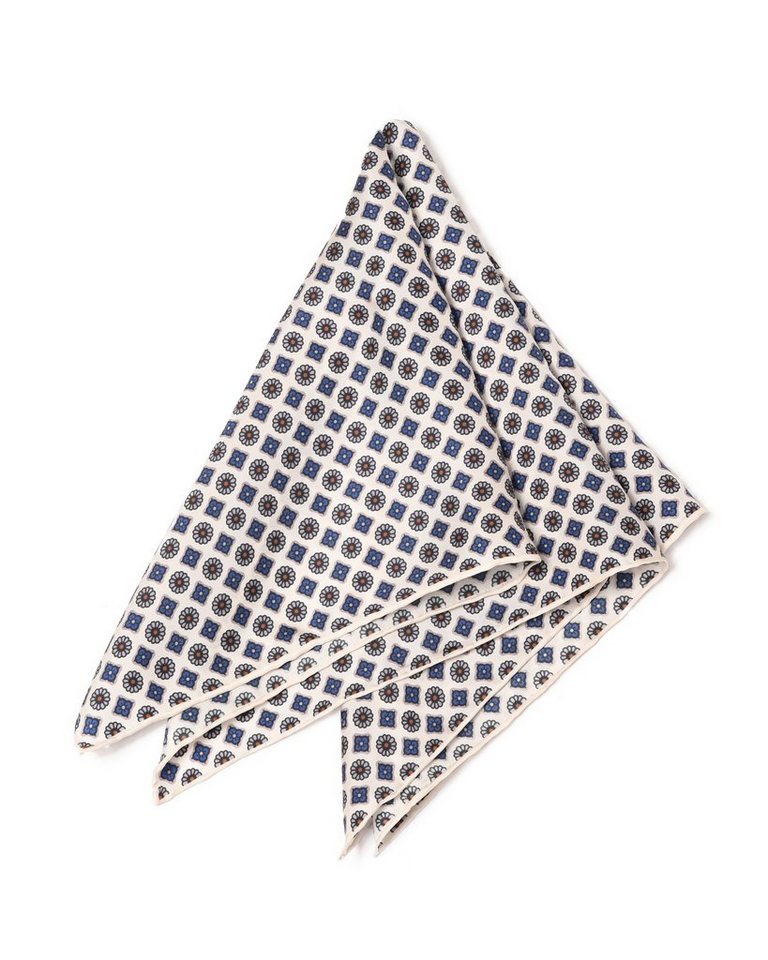 MayTree Seidentuch Herren handrolliert aus Twill-Seide 53x53, dezente Muster weiß, (Stück), 100% Seide von MayTree