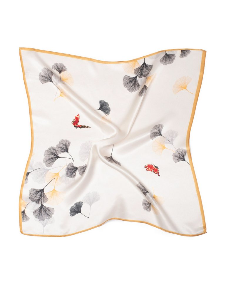 MayTree Seidentuch Seidentuch quadratisch 53x53 Gingko und Schmetterlinger, (Stück), 100% Seide von MayTree