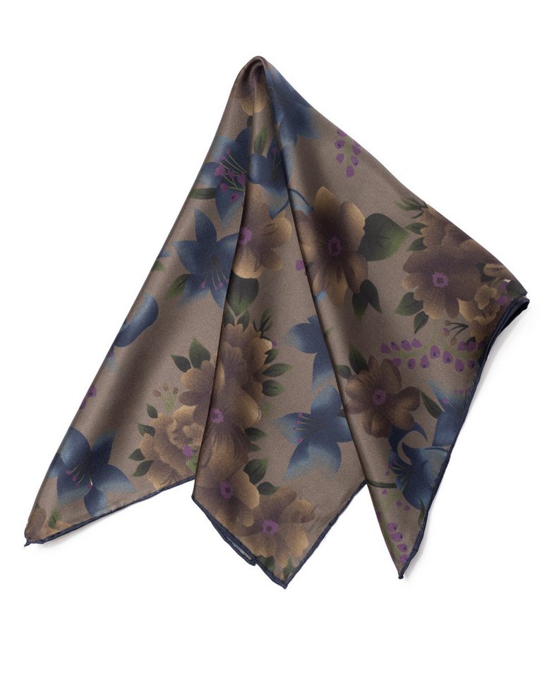 MayTree Seidentuch handrolliert Twill-Seide, 53x53 geheimer Garten, dunkles Taupe, (Stück), 100% Seide, für Herren und Damen von MayTree