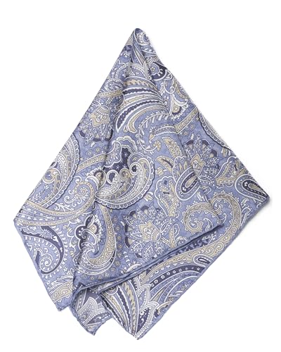 MayTree Seidentuch handrolliertes Herrenseidentuch aus Twill-Seide, 53x53 Paisley hellblau von MayTree