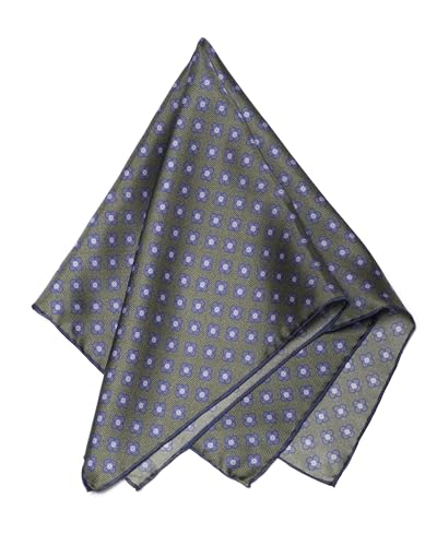 MayTree Seidentuch handrolliertes Herrenseidentuch aus Twill-Seide, 53x53 dezente Muster grün von MayTree