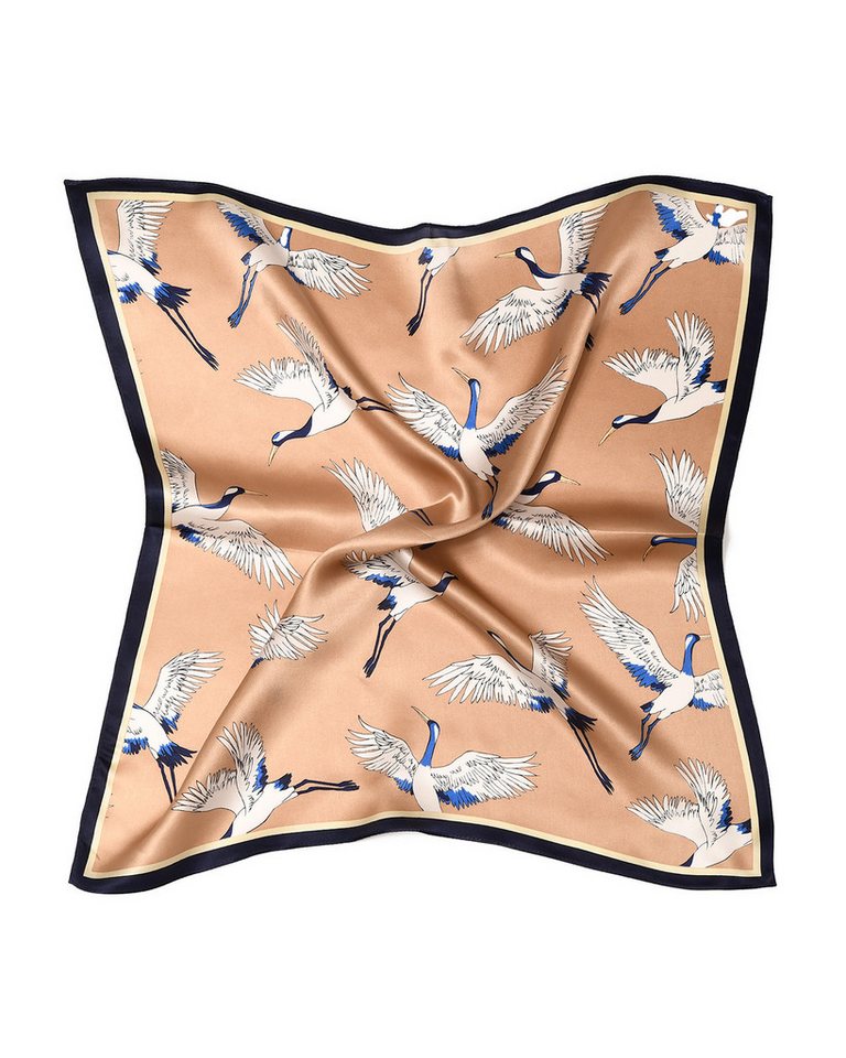 MayTree Seidentuch quadratisch Kranich 53x53, Nickituch, Bandana-Schal, (Stück), 100% Seide von MayTree