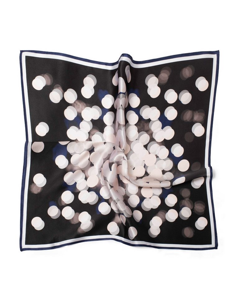 MayTree Seidentuch quadratisch Lichter schwarz weiß 53x53 mit dunkelblauem Rand, (Stück), 100% Seide von MayTree