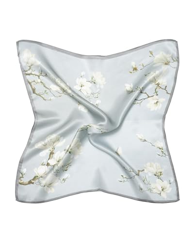 Seidentuch quadratisch Magnolie zart 53x53 hellblau von MayTree