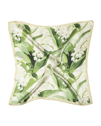 Seidentuch quadratisch Maiglöckchen 53x53 grün weiß von MayTree