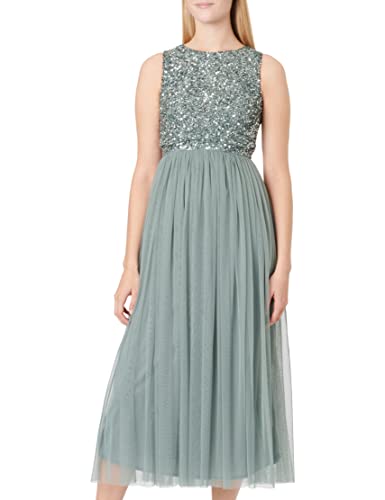 Maya Deluxe Damen Maya Deluxe Versierd Midaxi Jurk Brautjungfernkleid, Misty Green, 54 EU von Maya Deluxe