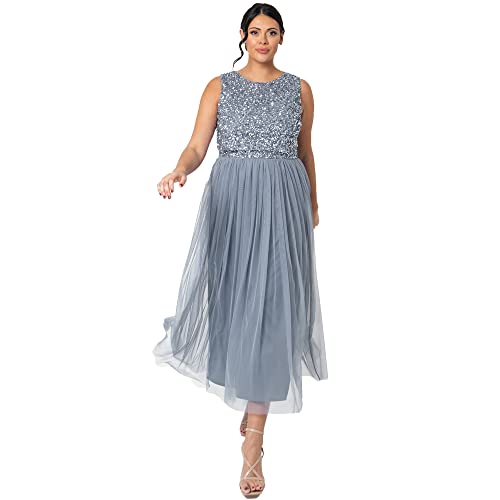 Maya Deluxe Damen Bridesmaid Dress, Dusty Blue, Gr. 26 EU von Maya Deluxe