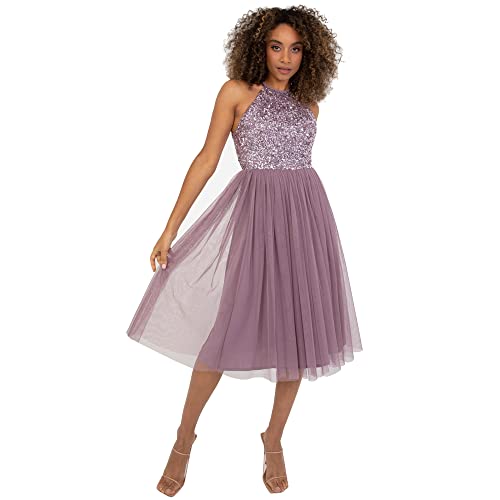 Maya Deluxe Damen Maya Deluxe Women's Midi Dress With Halter Neck Tulle for Evening Graduation Prom Wedding Bridesmaid Brautjungfernkleid, Moody Lilac, 54 EU Maya Deluxe Damen Maya Deluxe Women's Midi Dress With Halter Neck Tulle for Evening Graduation Prom Wedding Bridesmaid Brautjungfernkleid, Moody Lilac, 54 EU von Maya Deluxe