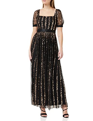 Maya Deluxe Damen Maya Deluxe Womens Ladies Maxi Occasion Dress Sequin Square Neck High Waist A Cut Evening Gown For W Kleid, Schwarz, 34 EU von Maya Deluxe