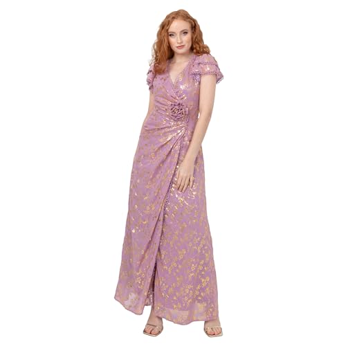 Maya Deluxe Damen Women's Maxi Ladies Wrap V-Neck Short Tiered Flutter Sleeve Gold Foil Jacquard Corsage A-line Prom Ball Gown Dress, Orchid Pink, 40 EU Maya Deluxe Damen Women's Maxi Ladies Wrap V-Neck Short Tiered Flutter Sleeve Gold Foil Jacquard Corsage A-line Prom Ball Gown Dress, Orchid Pink, 40 EU von Maya Deluxe