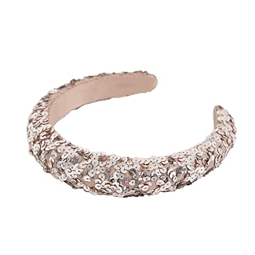 Maya Deluxe Damen Womens Embellished Headband for Ladies Adults Sequin Alice Band Bridal Hair Accessories Bridesmaid Evening Formal Stirnband, Taupe Blush, One Size von Maya Deluxe