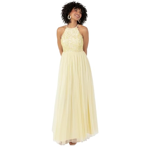 Maya Deluxe Damen Womens Ladies Bridesmaid Maxi Dress Halter Neck Sequin Embellished Prom Graduation Wedding Brautjungfernkleid, Zitronengelb, 38 Maya Deluxe Damen Womens Ladies Bridesmaid Maxi Dress Halter Neck Sequin Embellished Prom Graduation Wedding Brautjungfernkleid, Zitronengelb, 38 von Maya Deluxe