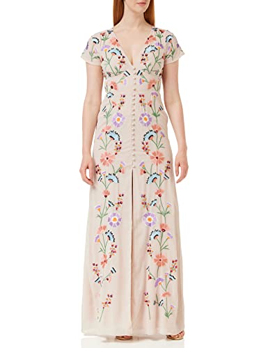 Maya Deluxe Damen Womens Maxi Dress Ladies Embroidered Button Front Split Tea Dess for Wedding Guest Bridesmaid Evening Prom Occasion Kleid, Multi, 46 von Maya Deluxe