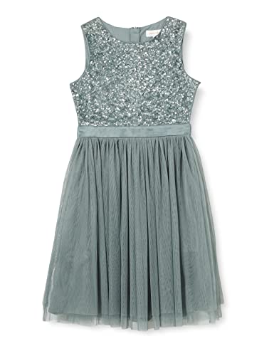 Maya Deluxe Mädchen Girls Sequin Embellished Party Tutu Bridesmaids Wedding Midi Dress With Belt Bow Kleid, Misty Green, 5-6 Jahre EU von Maya Deluxe