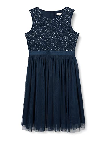 Maya Deluxe Mädchen Maya Deluxe Girls' Sequin Embellished Wedding and Birthday Festive With Ribbon Bow Bridesmaid Dress Kleid, Navy, 5-6 Jahre EU von Maya Deluxe