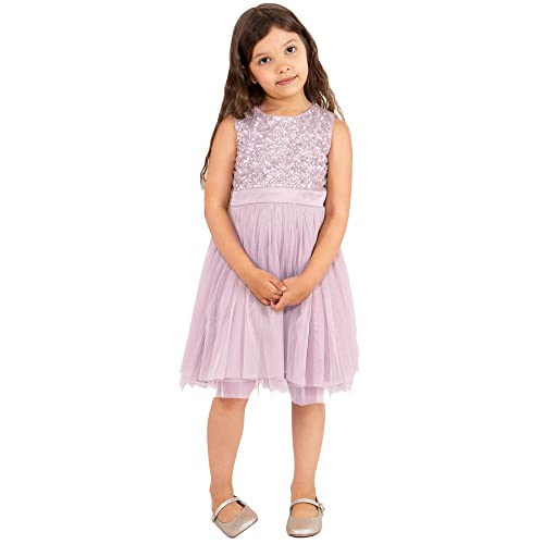 Maya Deluxe Mädchen Girls Sequin Embellished Party Tutu Bridesmaids Wedding Midi Dress With Belt Bow Kleid, Orchid Ice, 9-10 Jahre EU von Maya Deluxe