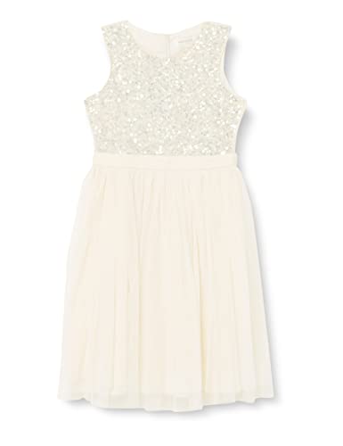 Maya Deluxe Mädchen^Mädchen Paillettenverziertes Hochzeit und Geburtstag Festlich mit Bandschleife Brautjungfernkleid Kleid, Ivory, 11 Years von Maya Deluxe