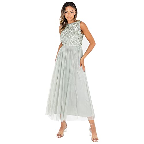 Maya Deluxe Vrouwen Midaxi Jurk Dames Mouwloze Pailletten Hoge Empire Taille Tule Versierd voor Bruiloft Gast Bal Bruidsmeisje, Bessen, 50 Maya Deluxe Vrouwen Midaxi Jurk Dames Mouwloze Pailletten Hoge Empire Taille Tule Versierd voor Bruiloft Gast Bal Bruidsmeisje, Bessen, 50 von Maya Deluxe