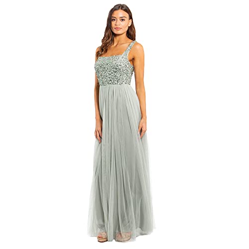 Maya Deluxe Women's Damen Maxikleid mit Breiten Trägern, Ärmellos, Quadratischer Ausschnitt, Verziert für Hochzeit, Gast, Abschlussball Bridesmaid Dress, Green Lily, 52 Maya Deluxe Women's Damen Maxikleid mit Breiten Trägern, Ärmellos, Quadratischer Ausschnitt, Verziert für Hochzeit, Gast, Abschlussball Bridesmaid Dress, Green Lily, 52 von Maya Deluxe