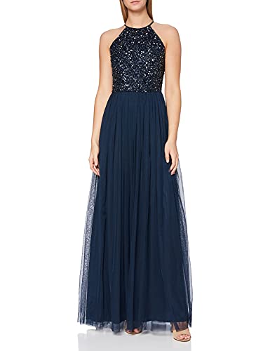 Maya Deluxe Damen Abendkleid Pailletten Cocktailkleid Tüllkleid Kleid Nackenband Elegant Für Hochzeit Brautjungfernkleid Bridesmaid Dress, Navy, 42 EU von Maya Deluxe