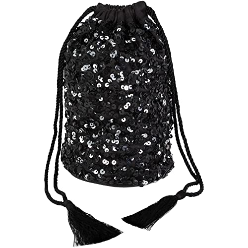 Maya Deluxe Women's Womens Handbag Ladies Sequin Bag Bridesmaids Sparkling Drawstring Coin Purse Pouch for Evening Prom Party Clutch, Black von Maya Deluxe