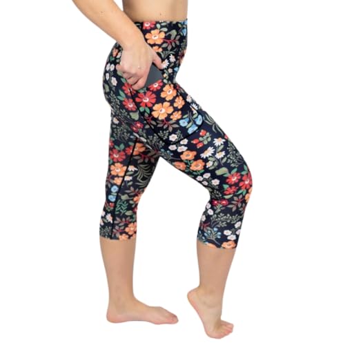 Maya Freya Flara Capri-Leggings – High Waist Blickdicht rutschfest mit Handytaschen – Bequeme Alltags-Capris für Komfort und Stil von Maya Freya