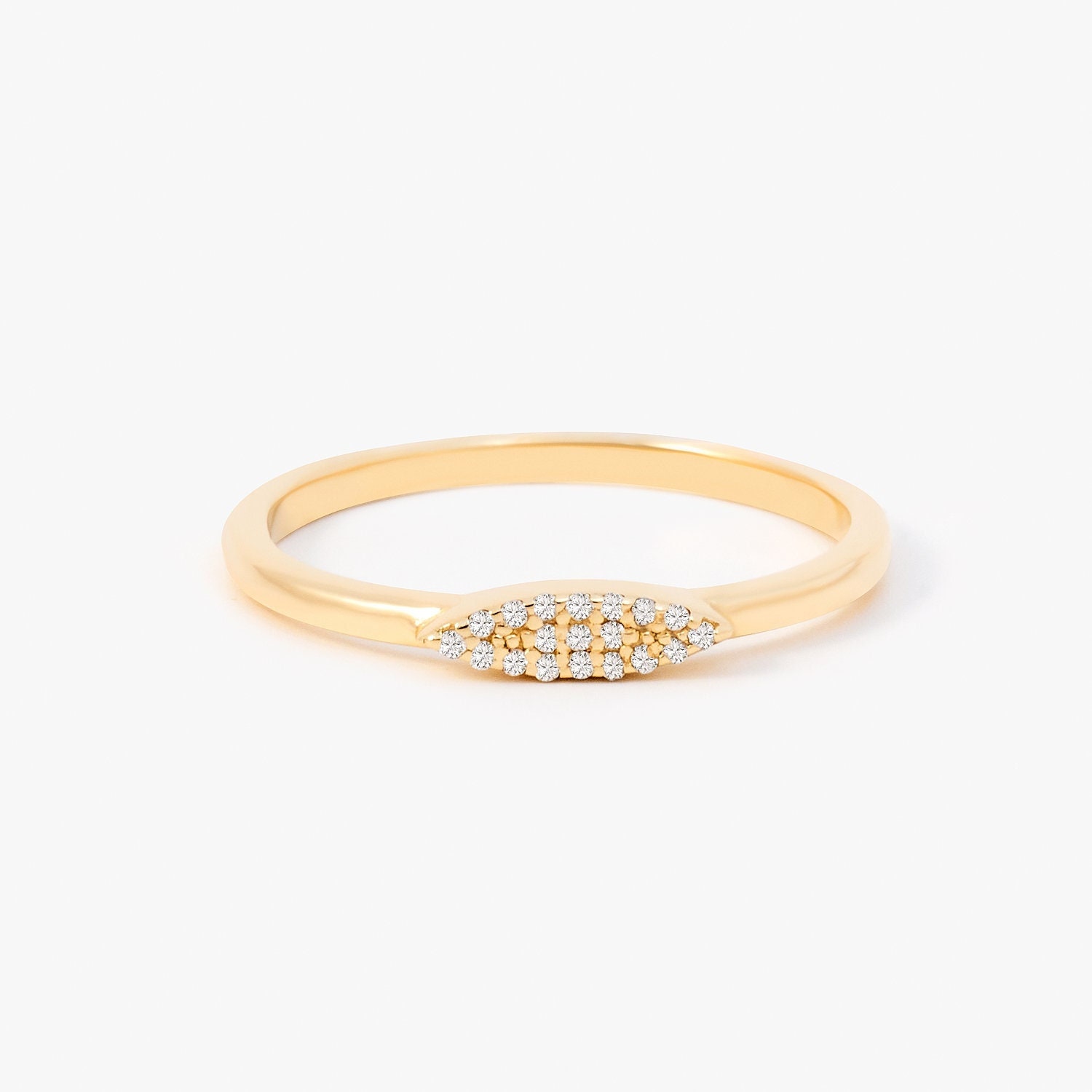 Diamant Siegelring in 585 Gold | Pave Versprechen Ring Pinky 14K Gelbgold Ringe Für Frauen Zierlicher von MayaAndMia