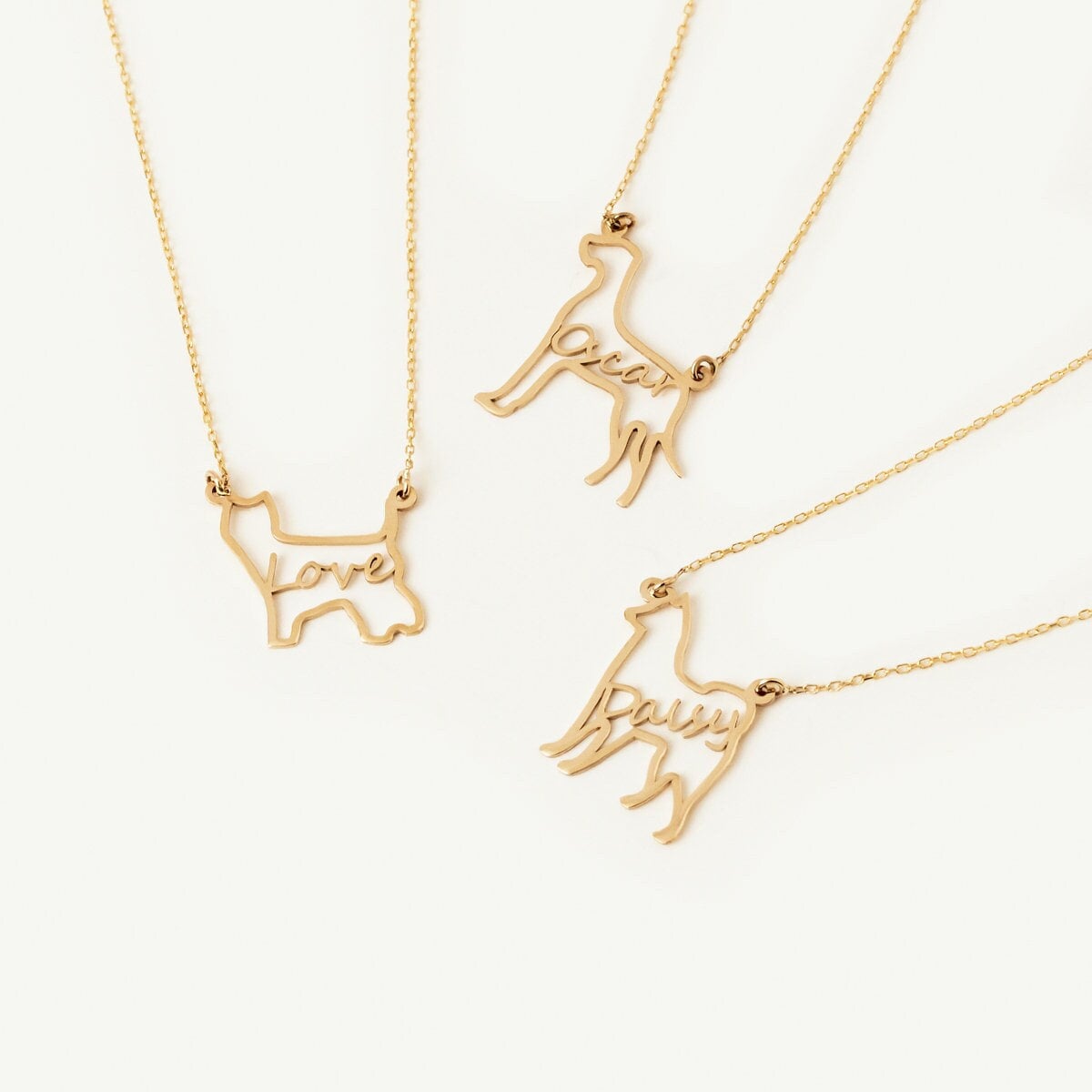 Hundenamenskette Aus 14K Massivgold Für Frauen | Personalisierte Kosenamen-Halskette 14-Karätigem Echtgold Individueller Gold-Tierschmuck von MayaAndMia