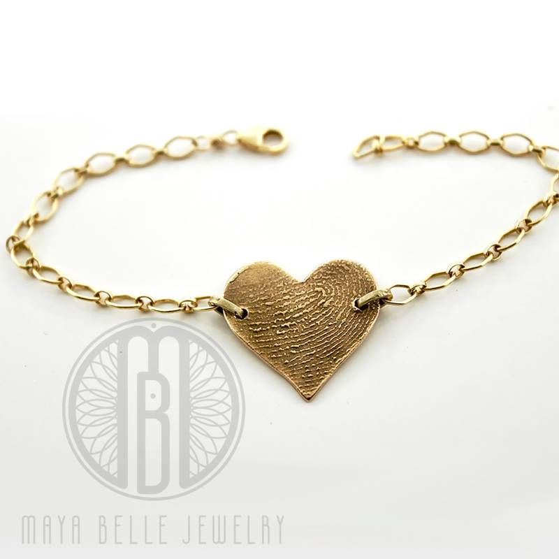 Gold Herz Benutzerdefinierte Fingerprint Armband Gold Herz Benutzerdefinierte Fingerprint Armband von MayaBelle