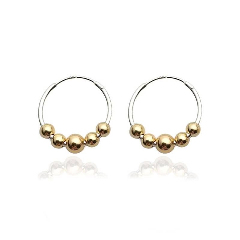 Silbercreolen Mit Fünf 9Ct Goldperlen von MayaHJewellery