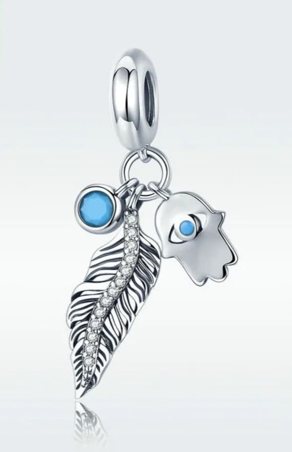 Doppel Charm 925 Sterling Silber, Boho Leder Und Hamsa Hand, Bestes Geschenk Für Mädchen, Frauen, Geburtstag, Jubiläum, Mutter, Ostern von MayaJewelsStore