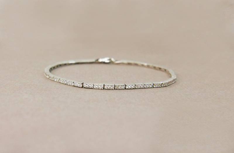 14K Gold Zartes Tennisarmband. Funkelndes Zirkon Armband in Gold. Zierliches Echtes Goldarmband, Weißgoldarmband von MayaOr