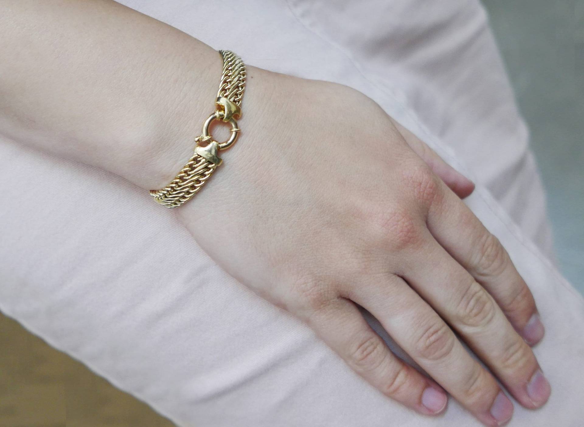 Echtes 14-Karätiges Breites Goldarmband. Glitzerndes Goldenes Armband. Goldarmband, Goldschmuck, Boho Gold 14 Armband, Geschenk Für Sie von MayaOr