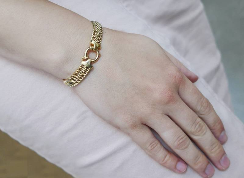 Echtes 14-Karätiges Breites Goldarmband. Glitzerndes Goldenes Armband. Goldarmband, Goldschmuck, Boho Gold 14 Armband, Geschenk Für Sie von MayaOr