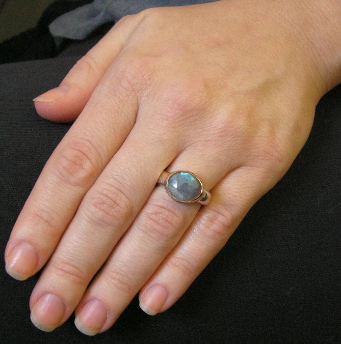 Labradoritring. Silber Und Gold Ring. Labradorit Gold Labradoritring. Schmuck | Gsr-7153 von MayaOr