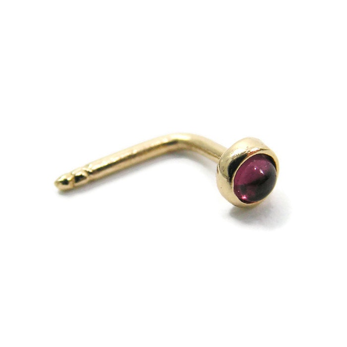 Nasenstecker. Massiver 14K Gold 3 Mm Natürlicher Granat Nasenring Goldfarben. Nasenstecker Gold . Nasenring. Schmuck von MayaOr