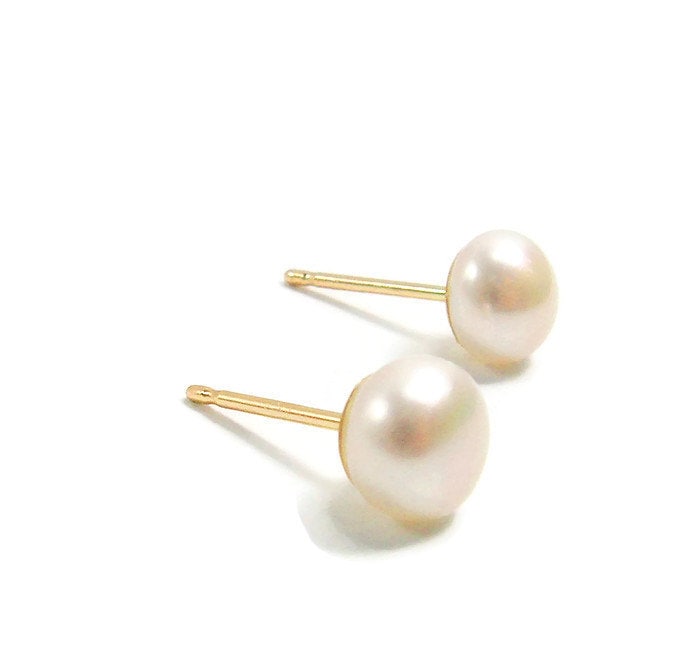 Perlenstecker. Ohrstecker Aus Massivem 14-Karätigem Gold Mit 4 Mm Großen Perlen. Post-Perlen-Ohrringe. Goldene Ohrstecker. Perlenschmuck von MayaOr