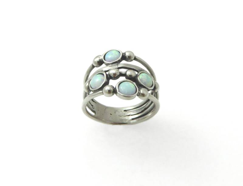Silber Opal Ring. Sterling Silber Ring. Weißer Silberring. Weisser Breiter Schmuck von MayaOr