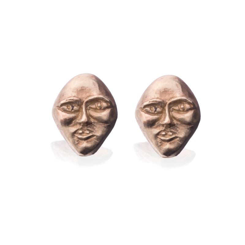 Gesicht # 1 - Gold Ohrstecker Artsy Ohrringe, Goldmaske Ohrringe, Kunst Schmuck, Massiv Gold von MayaSebbah