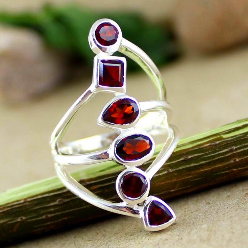 Schweizer Blautopas Cocktail Ring Echtsilber Edelstein Schmuck von MayaStudio