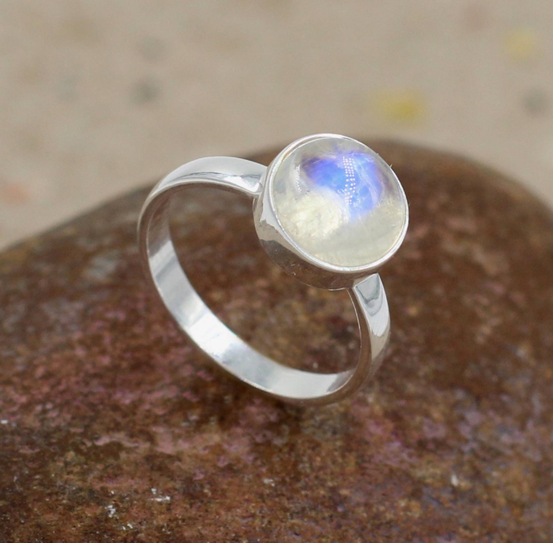 Regenbogen Mondstein Ring 925 Sterling Silber Schmuck von MayaStudio
